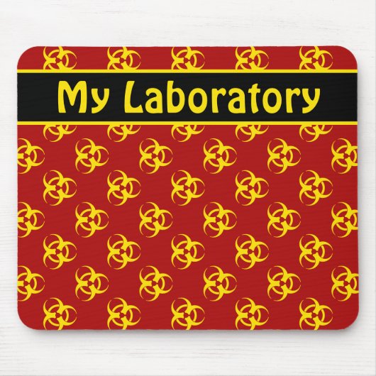 Tapis De Souris Mousepac jaune à risque biologique avec texte pers (Devant)