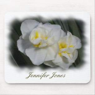 Tapis De Souris Mousepad à fleurs blanches