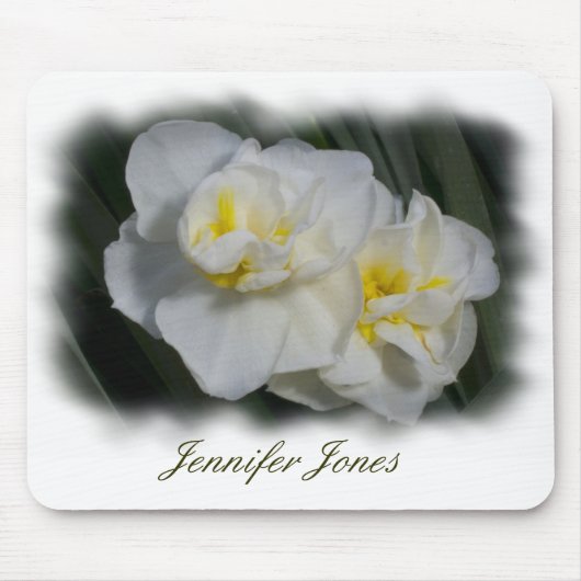 Tapis De Souris Mousepad à fleurs blanches (Devant)
