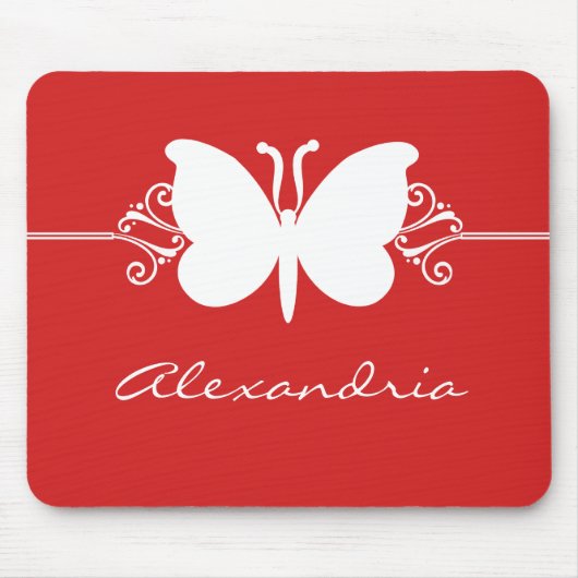 Tapis De Souris Mousepad à papillon rouge foncé (Devant)