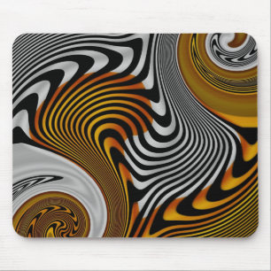 Tapis De Souris Mousepad Abstrait Orange Noir Argent