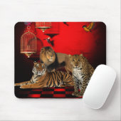 Tapis De Souris Mousepad Animaux Tigres Léopard Oiseaux de Lion (Avec souris)