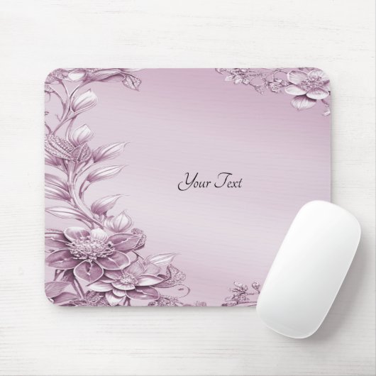 Tapis De Souris Mousepad au feuillage rose (Avec souris)