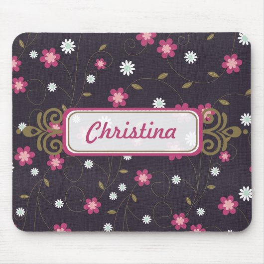 Tapis De Souris Mousepad aux fleurs roses (Devant)