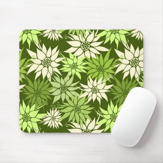 Tapis De Souris Mousepad aux fleurs vertes (Avec souris)