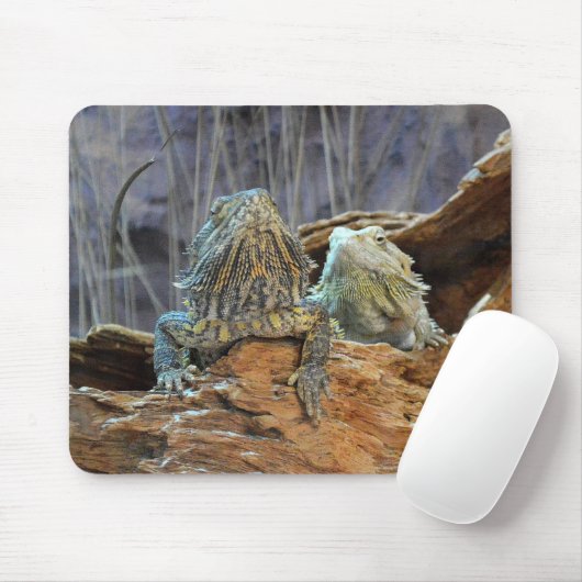 Tapis De Souris Mousepad avec deux lézards curieux (Avec souris)