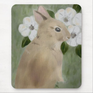 Tapis De Souris Mousepad avec le lapin et les fleurs de bébé