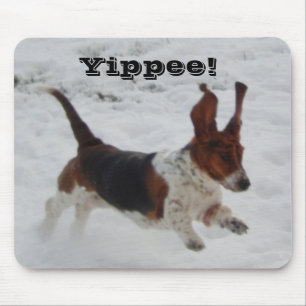 Tapis De Souris Mousepad avec sauter Basset Hound "hourra "