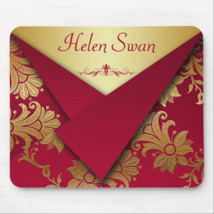 Tapis De Souris Mousepad baroque rouge et or