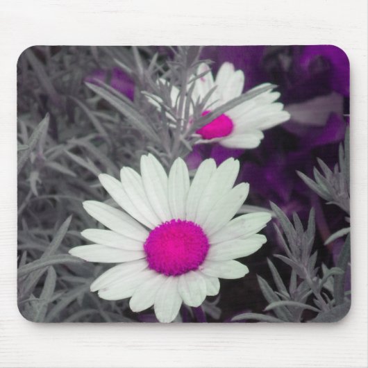 Tapis De Souris Mousepad blanc marguerite (rose) (Devant)