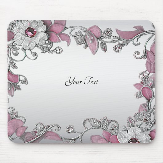 Tapis De Souris Mousepad blanc rose argenté (Devant)
