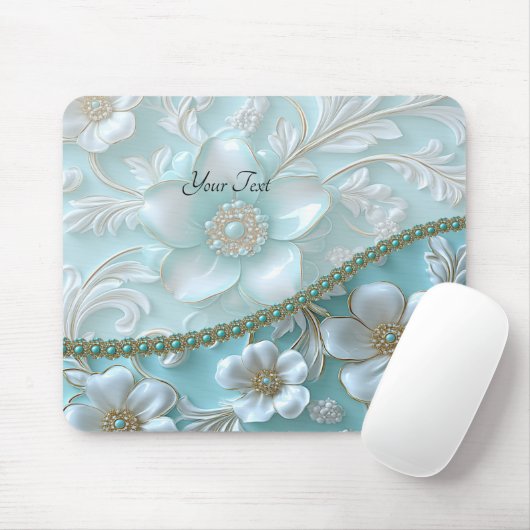 Tapis De Souris Mousepad blanc turquoise (Avec souris)