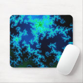 Tapis De Souris Mousepad bleu et vert de fractale (Avec souris)