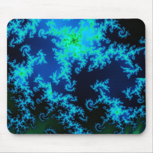 Tapis De Souris Mousepad bleu et vert de fractale