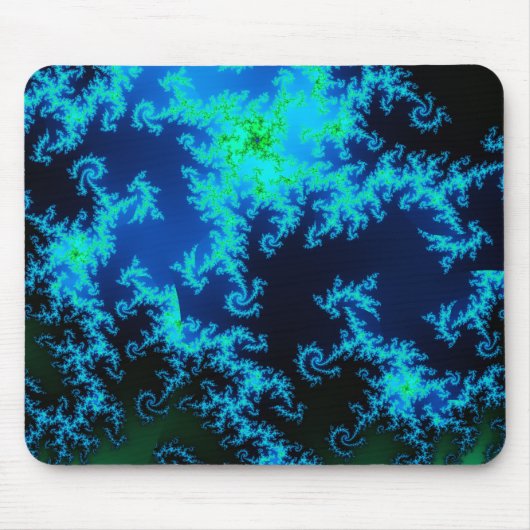 Tapis De Souris Mousepad bleu et vert de fractale (Devant)