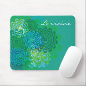 Tapis De Souris Mousepad bleu et vert inspiré par la Rétro (Avec souris)