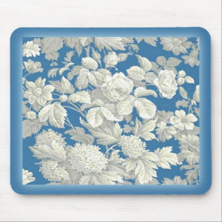 Tapis De Souris Mousepad Blue Antique Floral