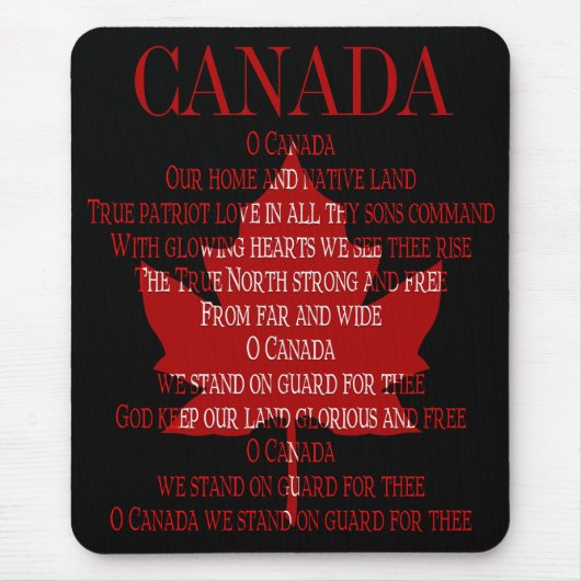 Tapis De Souris Mousepad Canada Anthem Mousepad Canada Maple Leaf (Devant)
