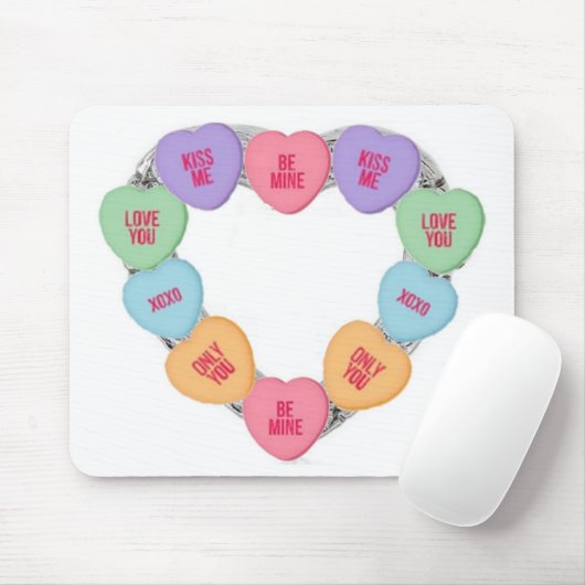Tapis De Souris Mousepad Candy Coeurs d'amour (Avec souris)