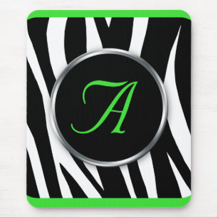 Tapis De Souris Mousepad chic de monogramme de vert de chaux