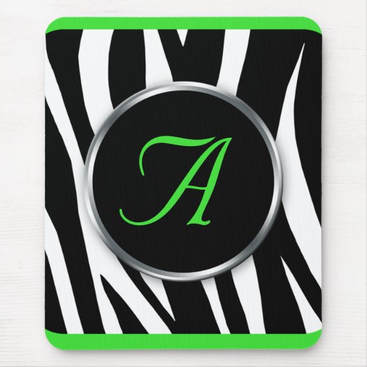Tapis De Souris Mousepad chic de monogramme de vert de chaux (Devant)