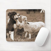Tapis De Souris ~Mousepad de "border collie et d'agneau " (Avec souris)