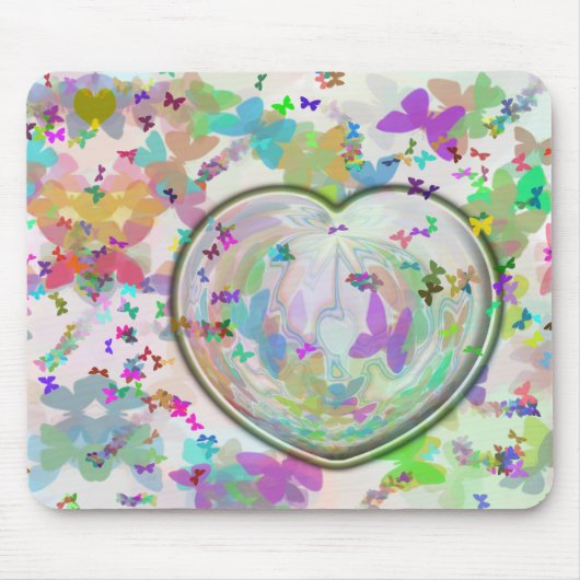 Tapis De Souris Mousepad de coeur et de papillon (Devant)