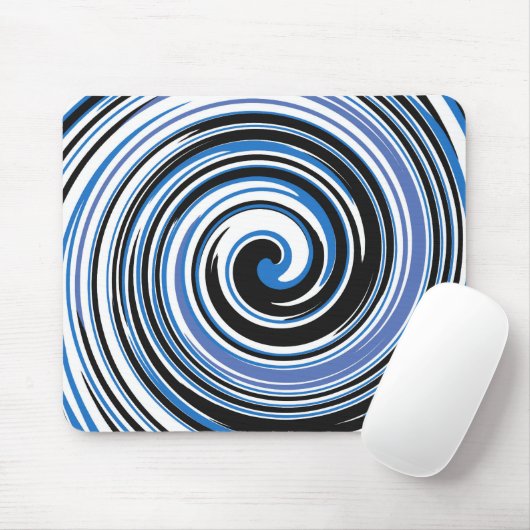 Tapis De Souris Mousepad de conception tourbillon noir et bleu (Avec souris)