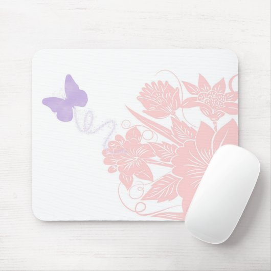 Tapis De Souris Mousepad de fleurs de papillon (Avec souris)
