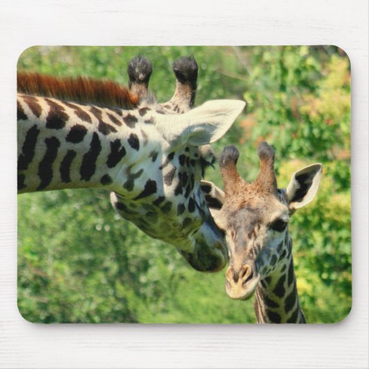 Tapis De Souris mousepad de girafe de maman et de bébé (Devant)