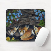 Tapis De Souris Mousepad de renards et de fleurs de bébé (Avec souris)