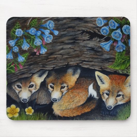 Tapis De Souris Mousepad de renards et de fleurs de bébé (Devant)