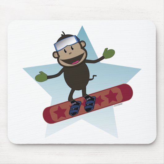 Tapis De Souris Mousepad de singe de surf des neiges (Devant)