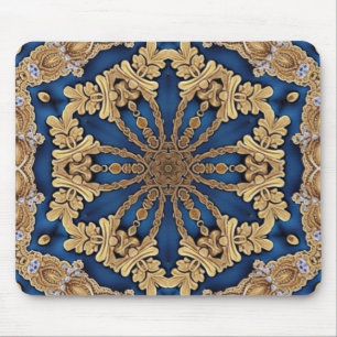 Tapis De Souris Mousepad décoratif en or bleu