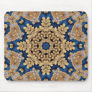 Tapis De Souris Mousepad décoratif en or bleu
