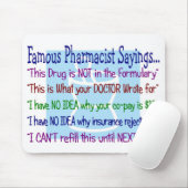 Tapis De Souris mousepad d'énonciations de pharmacien (Avec souris)