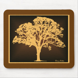 Tapis De Souris Mousepad en bois de silhouette d'arbre de ton