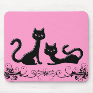 Tapis De Souris Mousepad en caricature de chatons noirs