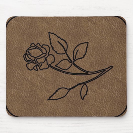 Tapis De Souris MousePad EN CUIR ROSE MARQUÉ (Devant)