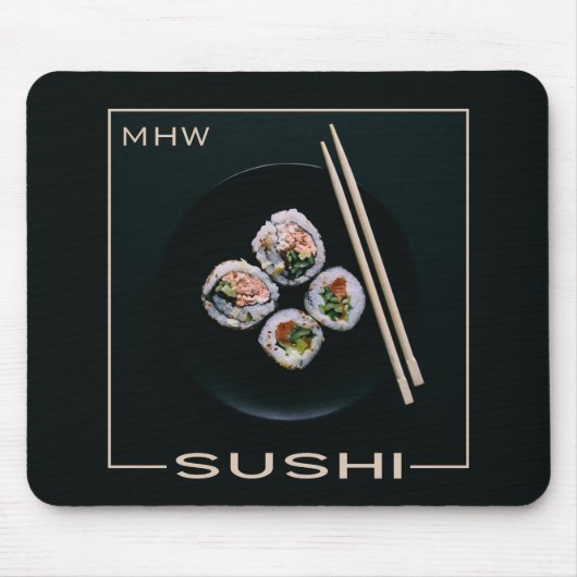 Tapis De Souris Mousepad fait sur commande de monogramme de sushi (Devant)
