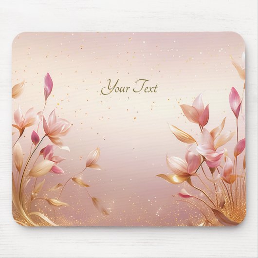 Tapis De Souris Mousepad Feuille rose or (Devant)