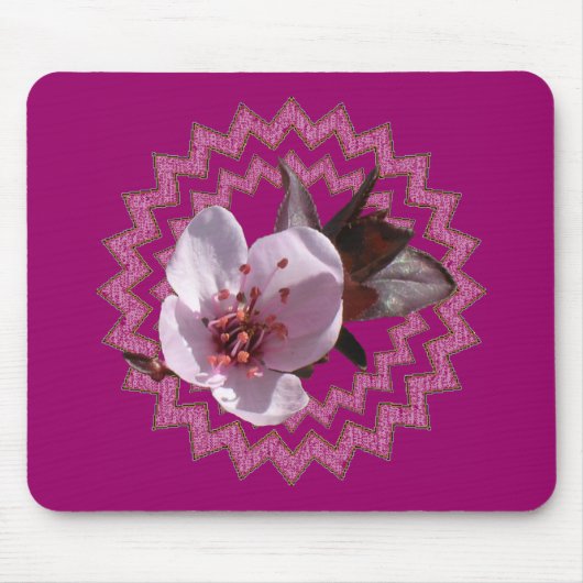 Tapis De Souris Mousepad - Fleur de prune sur médaillon (Devant)