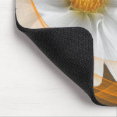 Tapis De Souris Mousepad Fleurs Blanc Noir Orange (Coin)