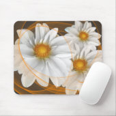 Tapis De Souris Mousepad Fleurs Blanc Noir Orange (Avec souris)