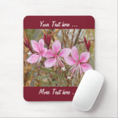Tapis De Souris Mousepad - Fleurs roses avec texte (Avec souris)