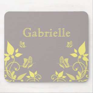 Tapis De Souris Mousepad floral à papillon jaune