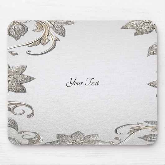 Tapis De Souris Mousepad floral argent (Devant)