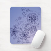 Tapis De Souris Mousepad floral bleu (Avec souris)