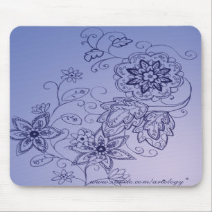 Tapis De Souris Mousepad floral bleu