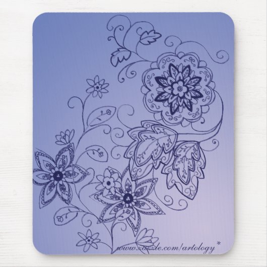 Tapis De Souris Mousepad floral bleu (Devant)